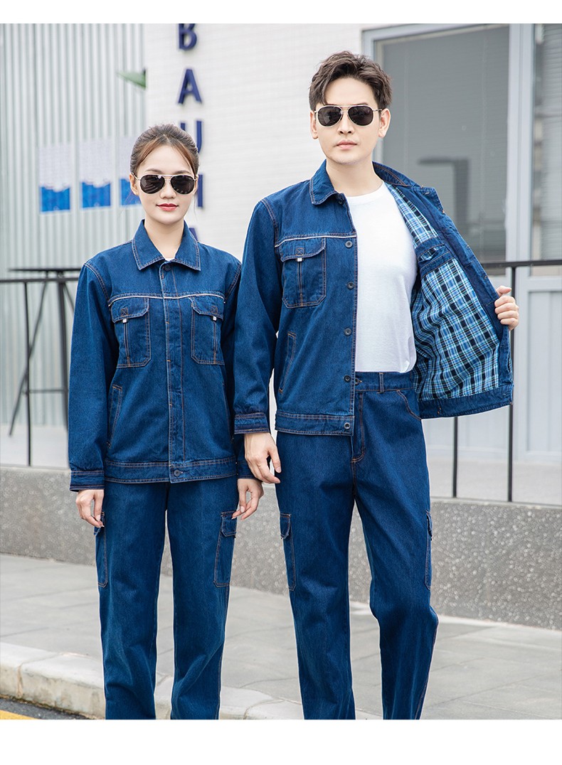 NZ316 海源精梳棉纯棉牛仔工作服定制印字加厚电焊工电网煤矿车间劳保服(图9)