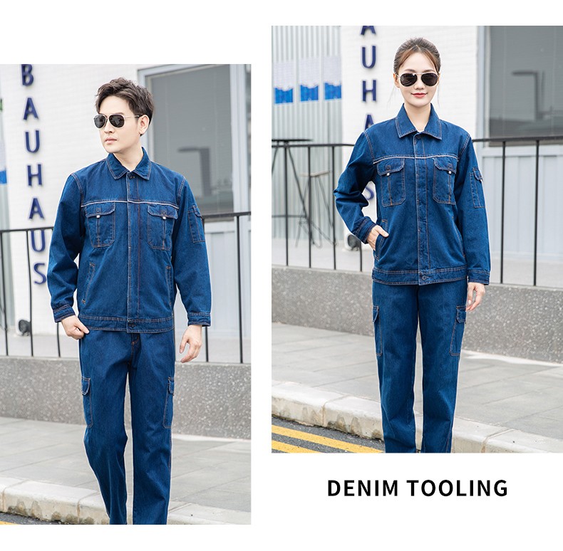 NZ316 海源精梳棉纯棉牛仔工作服定制印字加厚电焊工电网煤矿车间劳保服(图10)