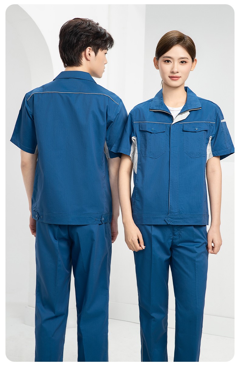 DL237D 夏季弹力竹纤维工作服套装定制吸湿排汗透气长短袖薄款电工劳保服(图16)