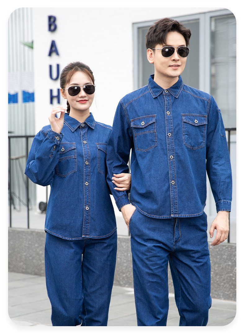 NZ172A 夏季精梳棉牛仔工作服定制加厚长袖薄款吸湿透气焊工电工劳保服(图17)