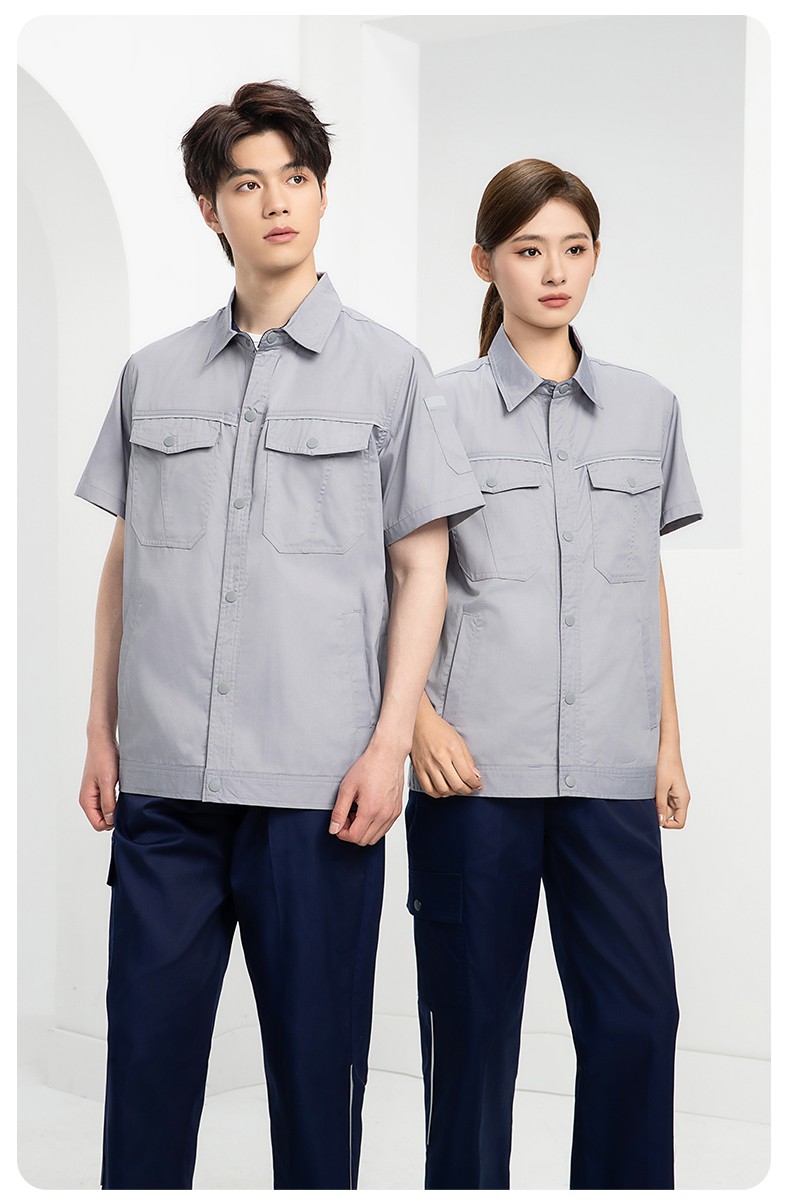 DM241X 海源夏季长袖薄款工作服套装反光条纽扣套装耐磨机修劳保工装定制(图15)