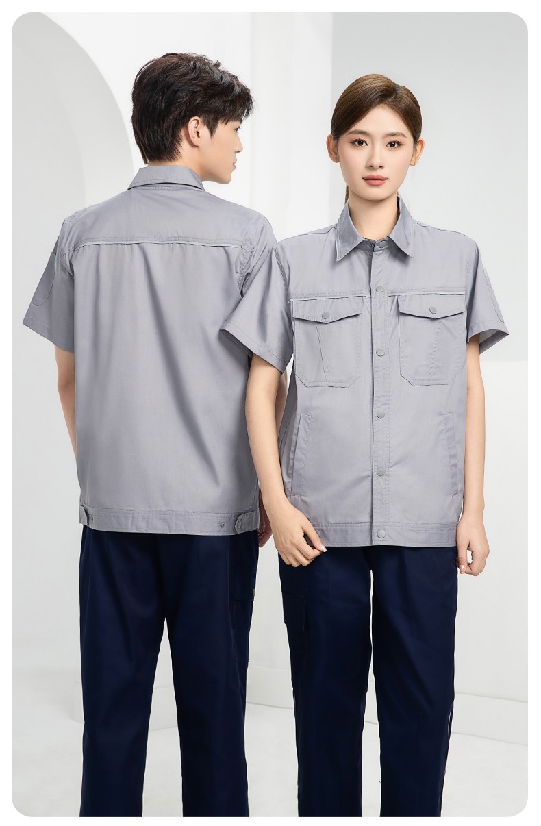 DM241X 海源夏季长袖薄款工作服套装反光条纽扣套装耐磨机修劳保工装定制(图16)