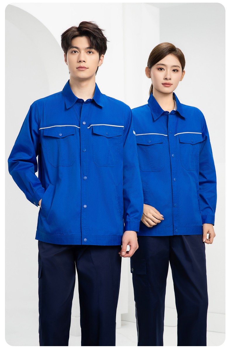 DM241X 海源夏季长袖薄款工作服套装反光条纽扣套装耐磨机修劳保工装定制(图17)