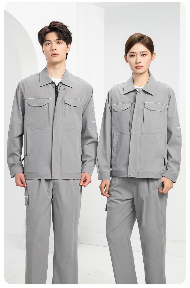 DM242X 夏季长袖工作服男套装耐磨工厂车间厂服建筑施工劳保服汽修服定制(图19)