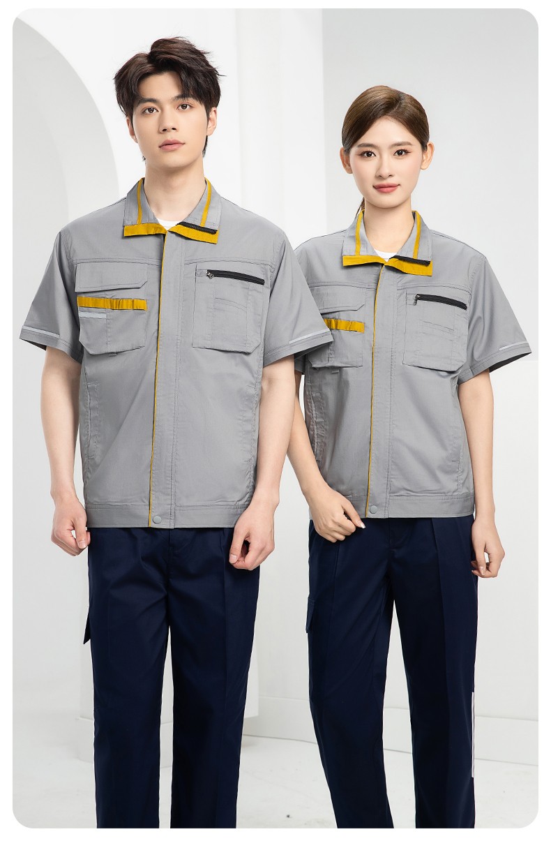 DM2316D 夏季工作服男短袖薄款套装耐磨透气劳保服上衣汽修服工厂工装定制(图14)