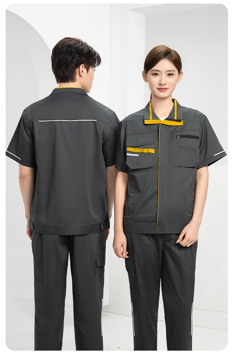 DM2316D 夏季工作服男短袖薄款套装耐磨透气劳保服上衣汽修服工厂工装定制(图18)