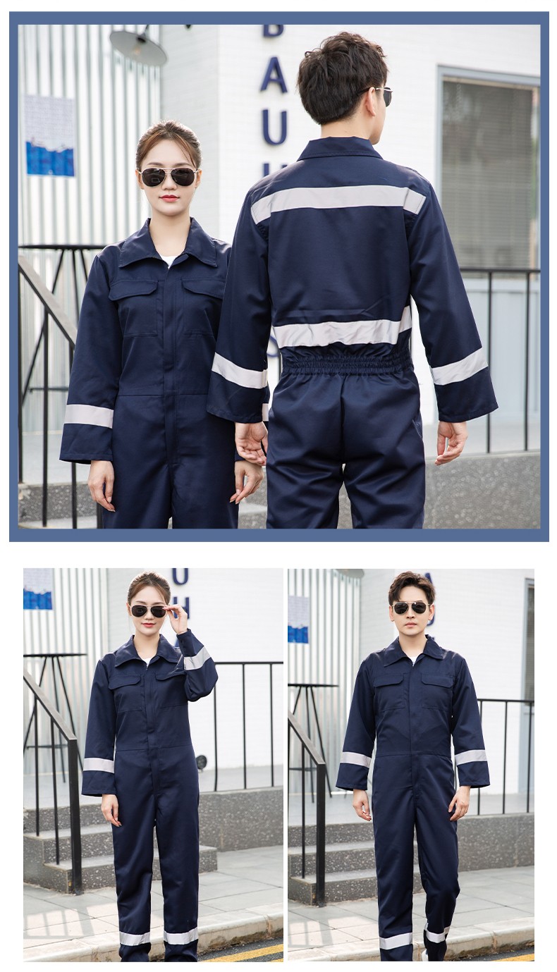 CD219 涤丝连体工作服套装男反光条出口耐磨耐脏工厂车间机修工装劳保服(图13)