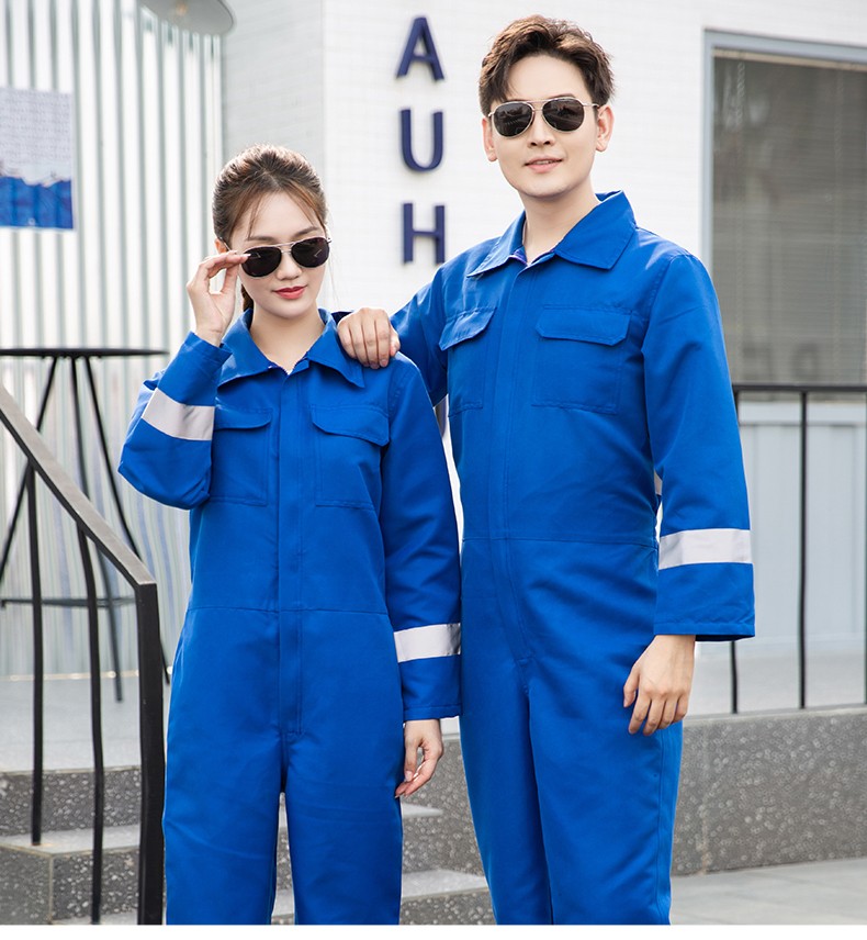 CD219 涤丝连体工作服套装男反光条出口耐磨耐脏工厂车间机修工装劳保服(图16)