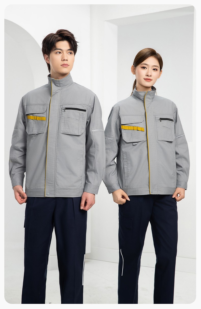 DM2316 海源春秋工作服男长袖套装印字LOGO反光条工装车间工人夹克劳保服(图18)