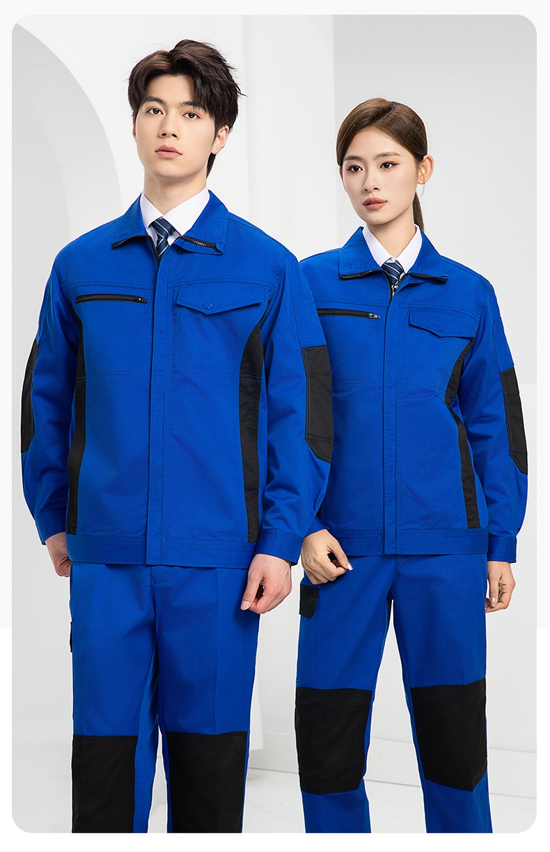 DM2312 海源春秋拼色工作服男印字LOGO加固耐磨劳保服工厂车间工装机修服(图14)