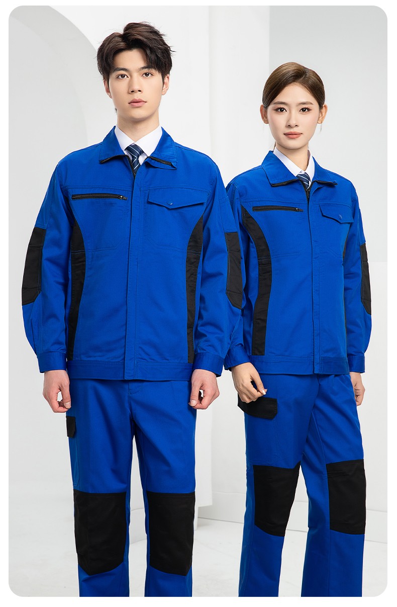 DM2312 海源春秋拼色工作服男印字LOGO加固耐磨劳保服工厂车间工装机修服(图15)