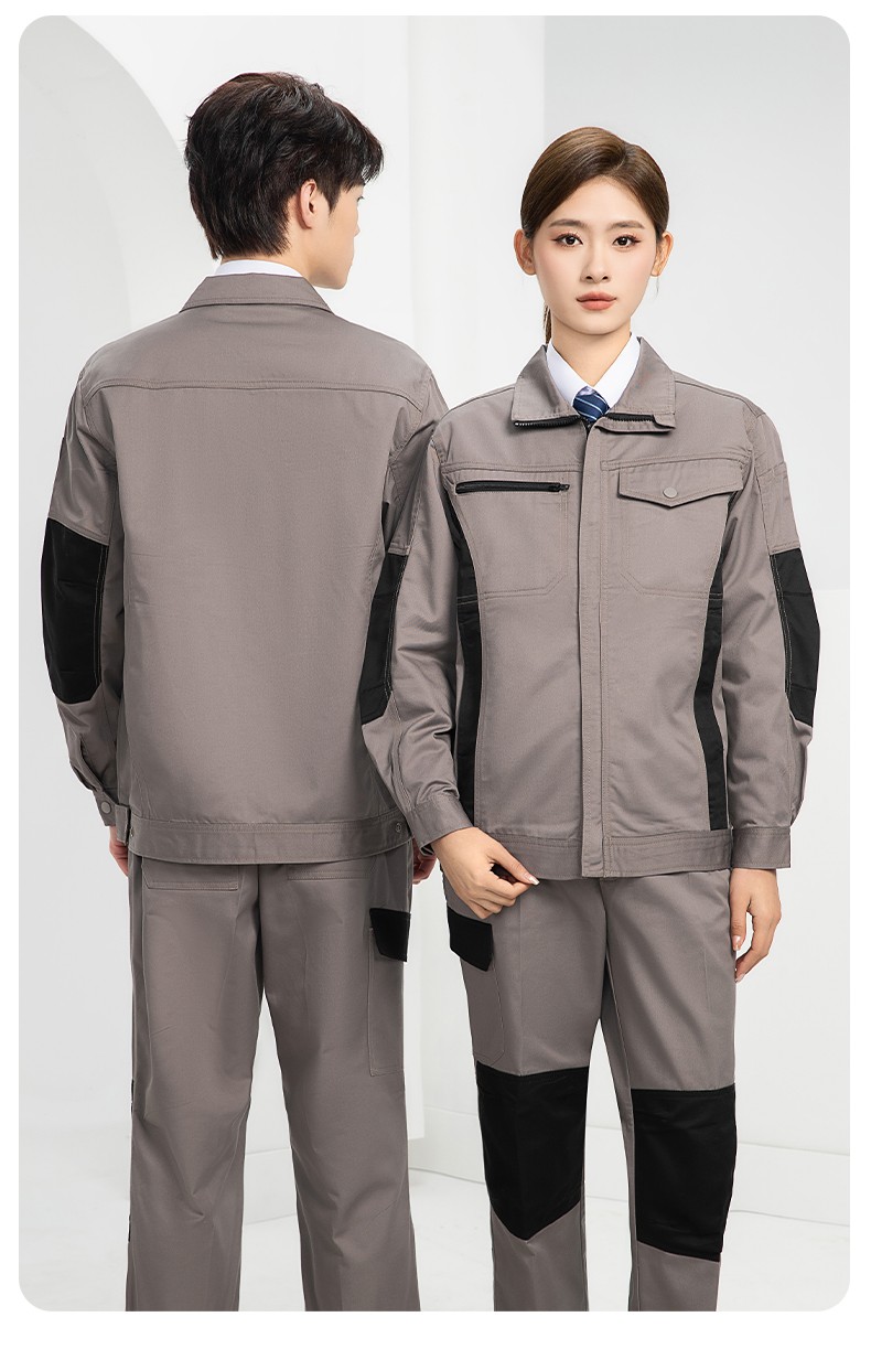 DM2312 海源春秋拼色工作服男印字LOGO加固耐磨劳保服工厂车间工装机修服(图17)