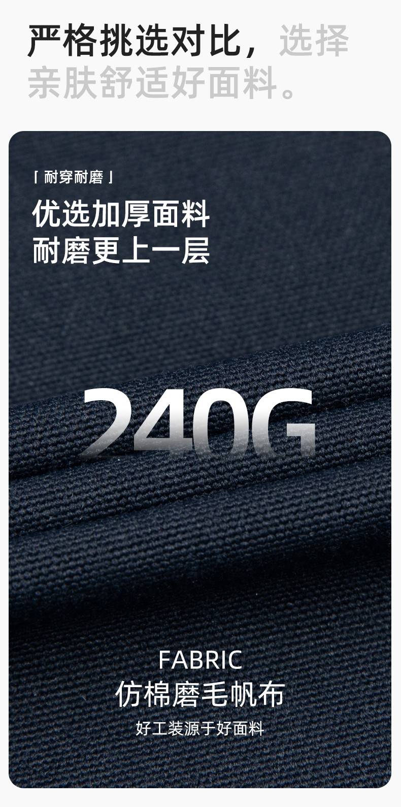 WF288 春秋工作服男多兜加固耐磨劳保服印字套装车间厂服拉链款立领工装(图3)