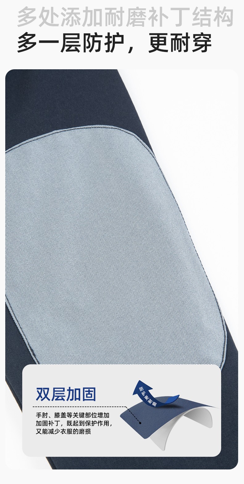 WF288 春秋工作服男多兜加固耐磨劳保服印字套装车间厂服拉链款立领工装(图4)