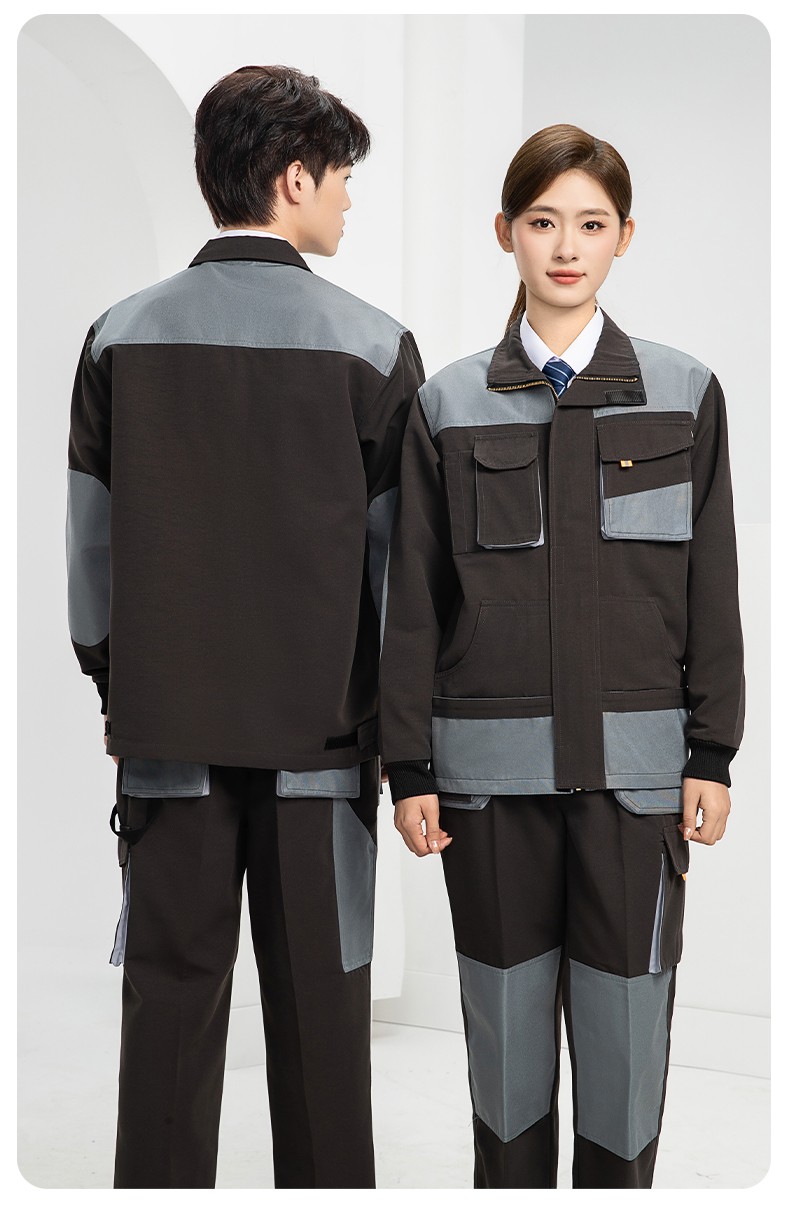 WF288 春秋工作服男多兜加固耐磨劳保服印字套装车间厂服拉链款立领工装(图17)