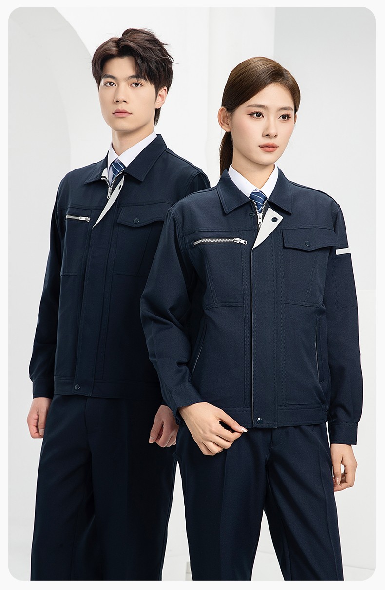 DL235 高端工作服套装定制印字男春秋长袖车间工人夹克工装劳保服印字(图13)