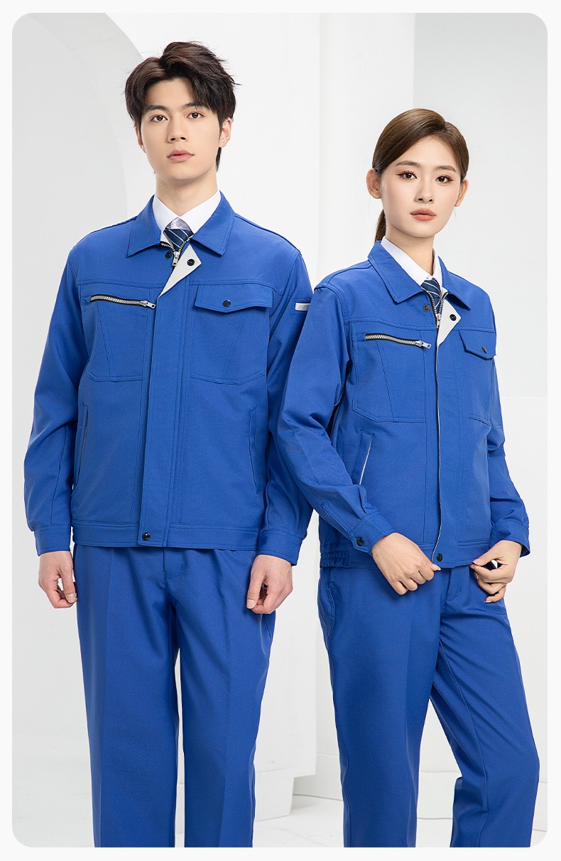 DL235 高端工作服套装定制印字男春秋长袖车间工人夹克工装劳保服印字(图17)