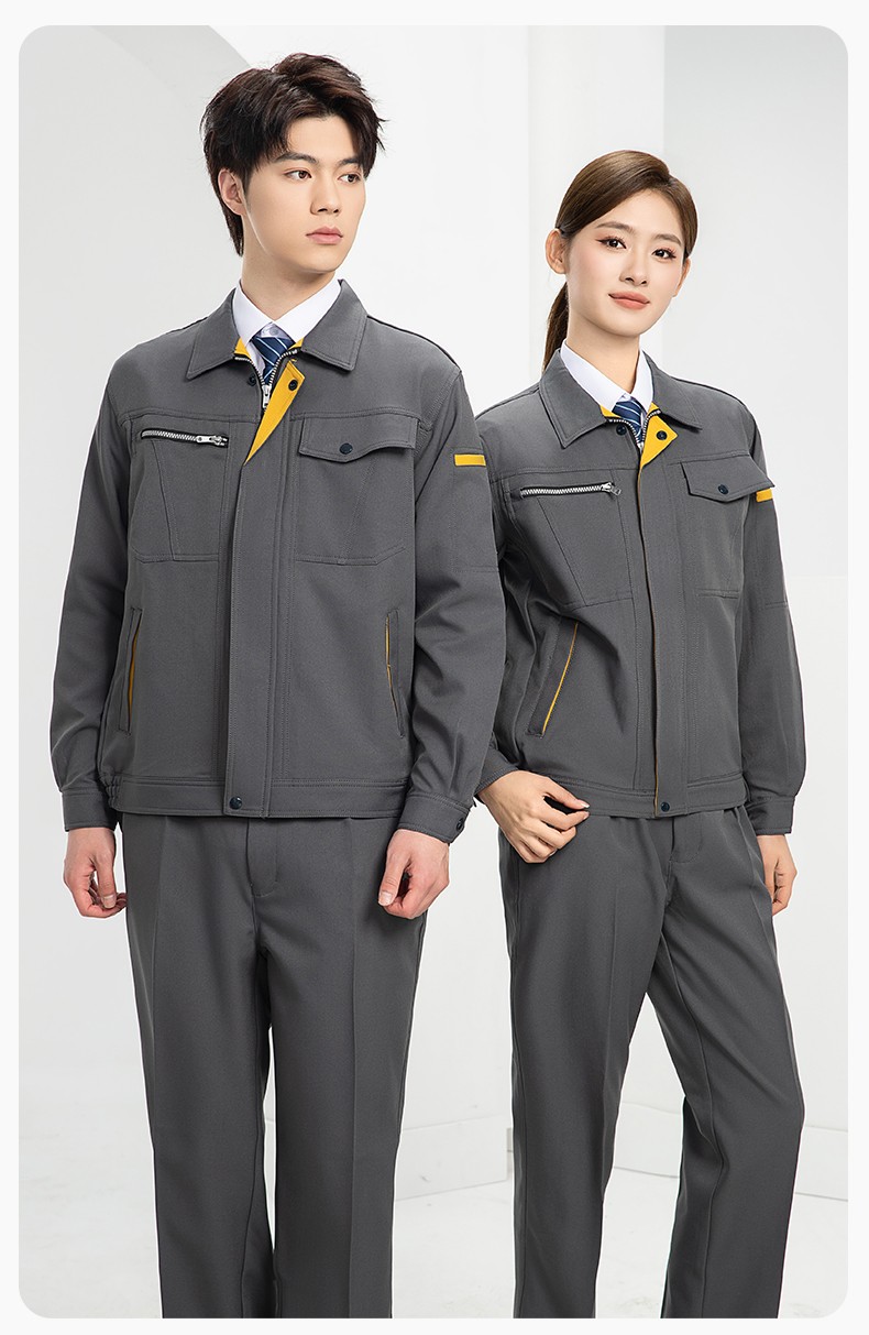 DL235 高端工作服套装定制印字男春秋长袖车间工人夹克工装劳保服印字(图19)