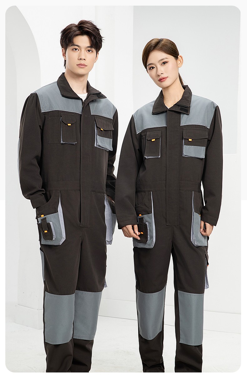 WF289 海源春秋连体工作服男印字多兜牛津加固耐磨劳保服工厂车间厂服(图14)