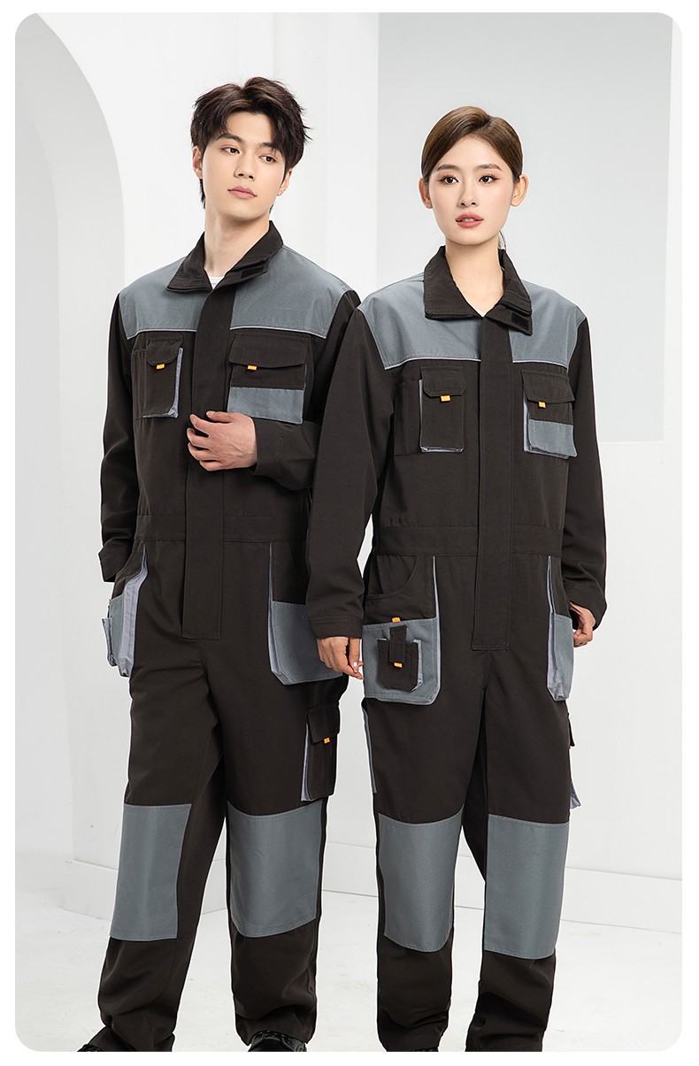WF289 海源春秋连体工作服男印字多兜牛津加固耐磨劳保服工厂车间厂服(图15)