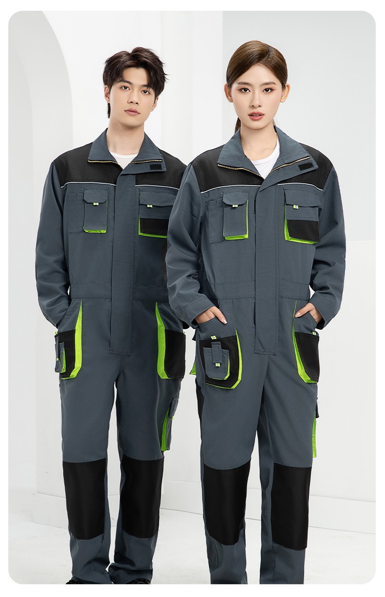 WF289 海源春秋连体工作服男印字多兜牛津加固耐磨劳保服工厂车间厂服(图16)