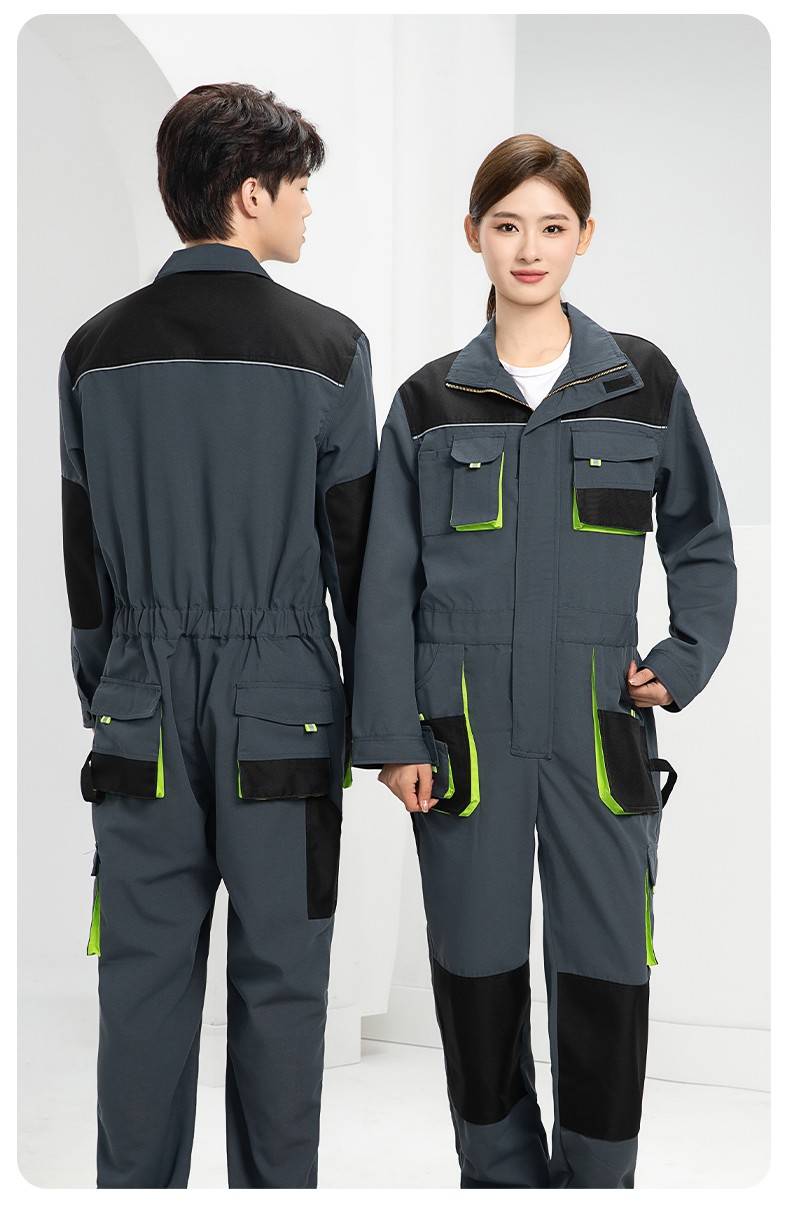 WF289 海源春秋连体工作服男印字多兜牛津加固耐磨劳保服工厂车间厂服(图17)