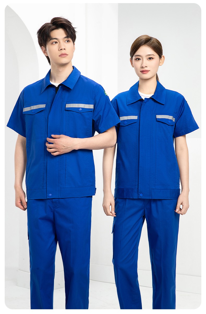 QM2091D 夏季工作服套装男纯棉长短袖薄款反光海油工程工装机电焊工劳保服(图14)