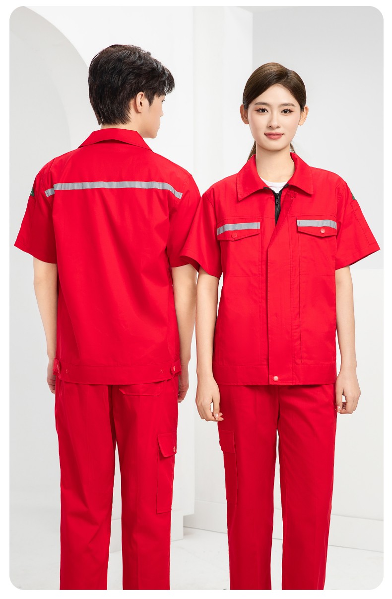 QM2091D 夏季工作服套装男纯棉长短袖薄款反光海油工程工装机电焊工劳保服(图18)