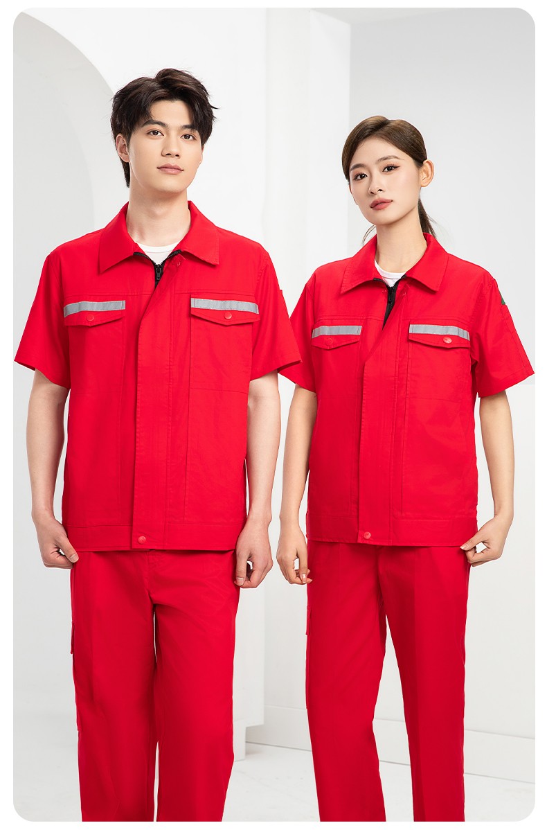 QM2091D 夏季工作服套装男纯棉长短袖薄款反光海油工程工装机电焊工劳保服(图17)