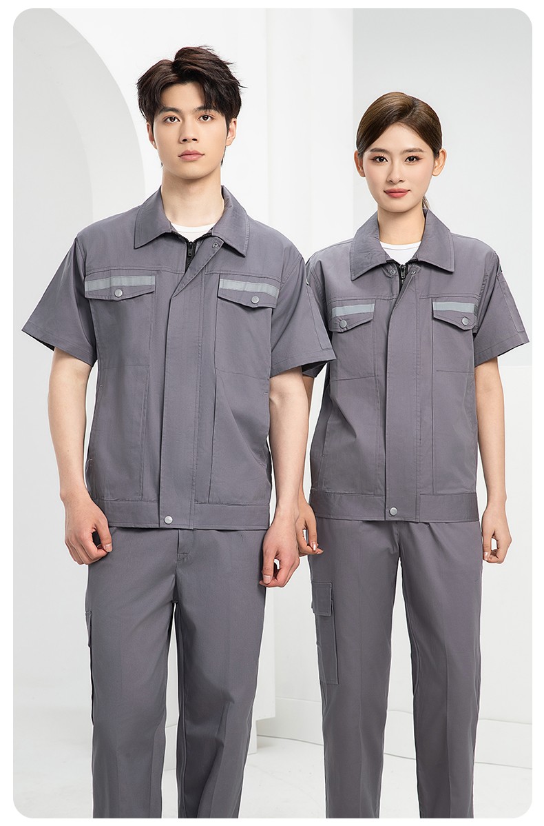 QM2091D 夏季工作服套装男纯棉长短袖薄款反光海油工程工装机电焊工劳保服(图15)