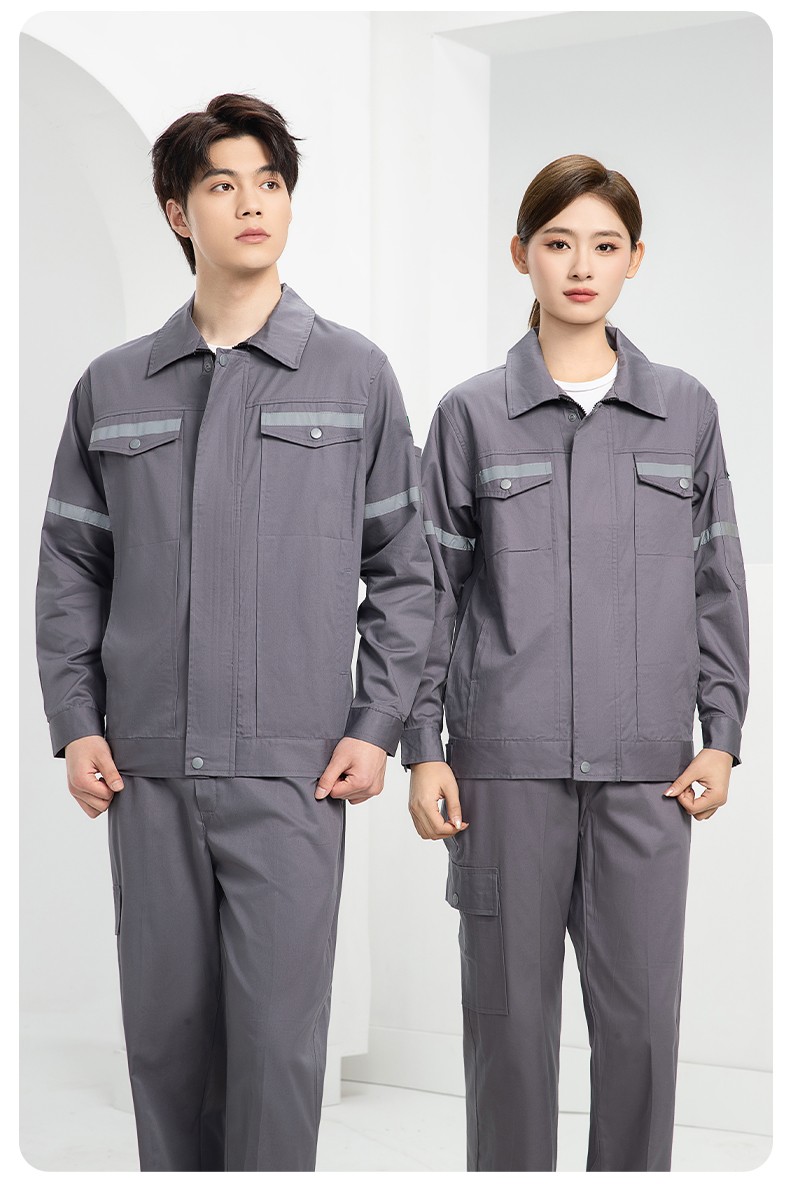 QM2091D 夏季工作服套装男纯棉长短袖薄款反光海油工程工装机电焊工劳保服(图24)