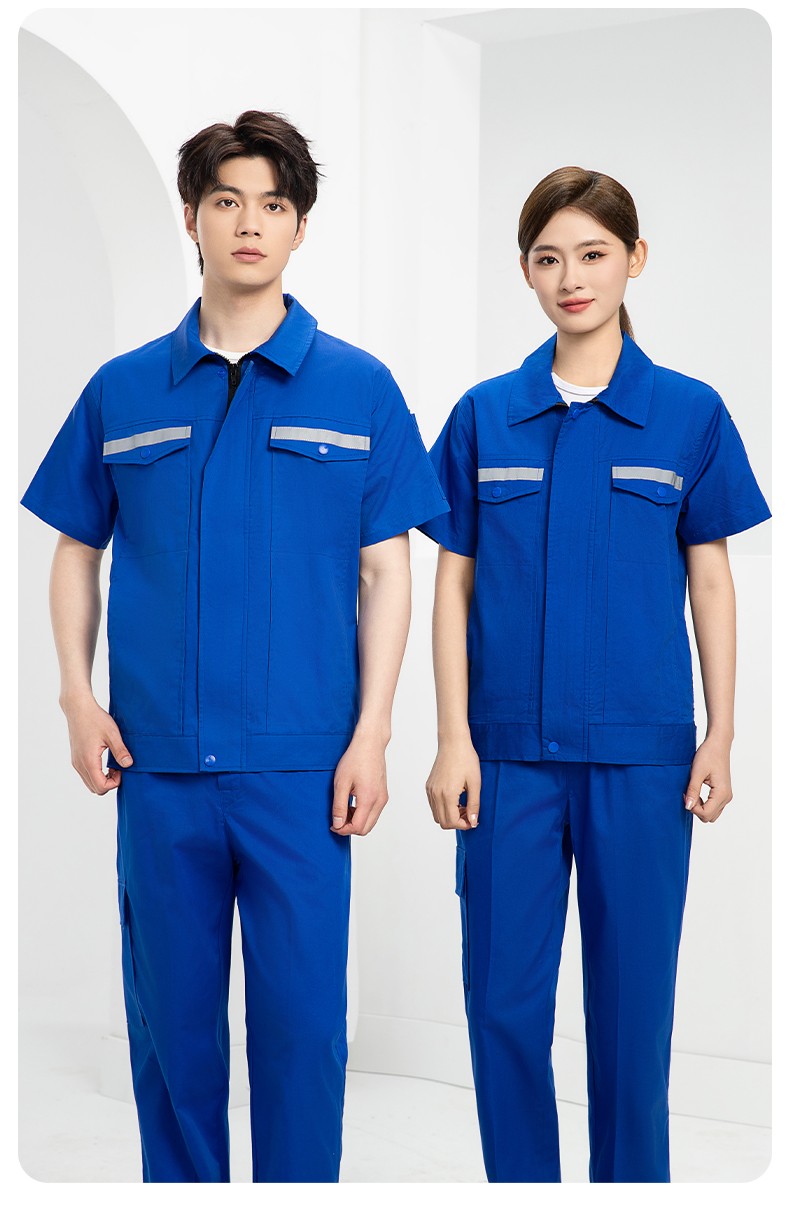 QM2091X 夏季长袖薄款工作服套装男纯棉反光焊工海油工程汽修车间电焊劳保(图13)