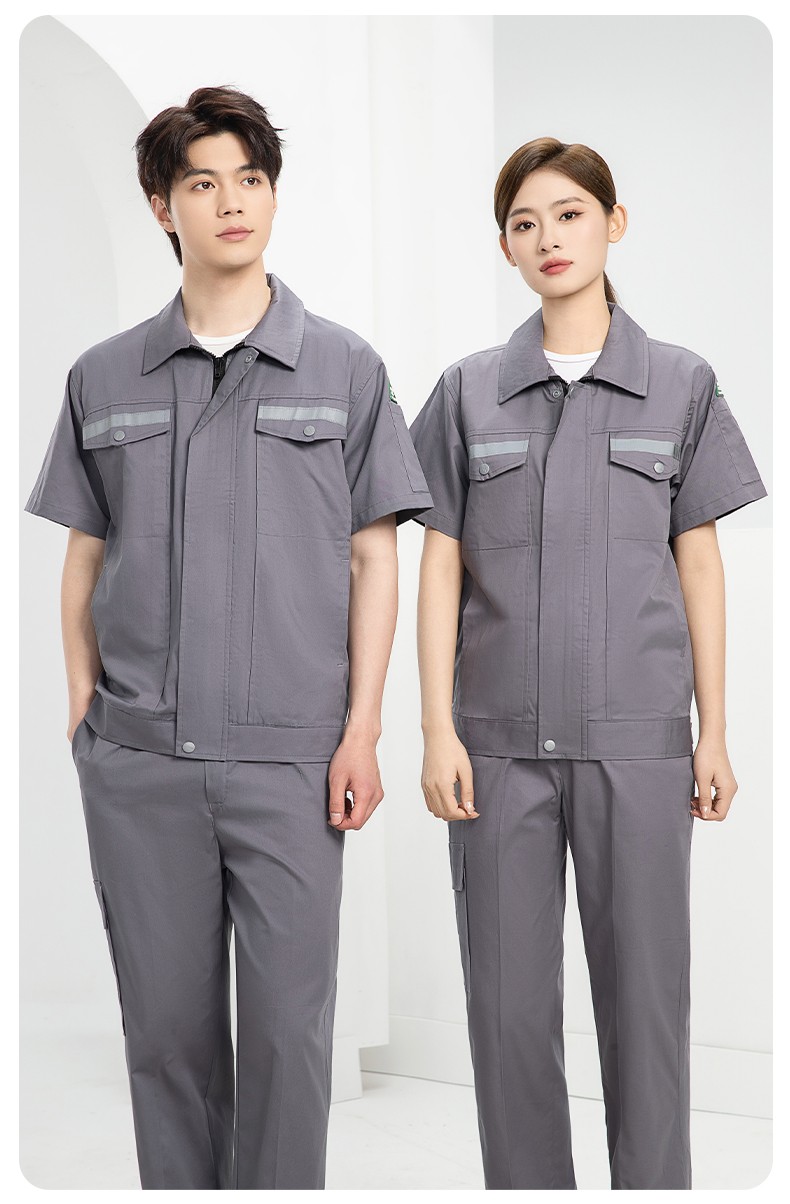 QM2091X 夏季长袖薄款工作服套装男纯棉反光焊工海油工程汽修车间电焊劳保(图16)