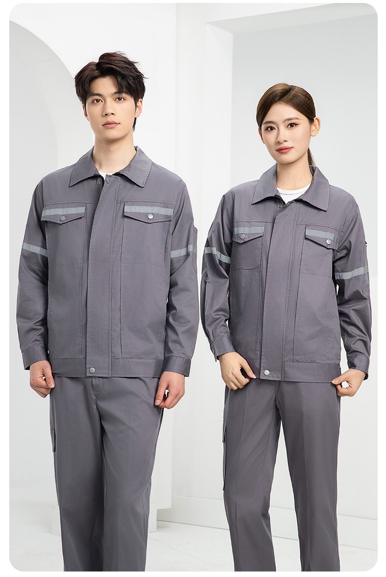 QM2091X 夏季长袖薄款工作服套装男纯棉反光焊工海油工程汽修车间电焊劳保(图23)