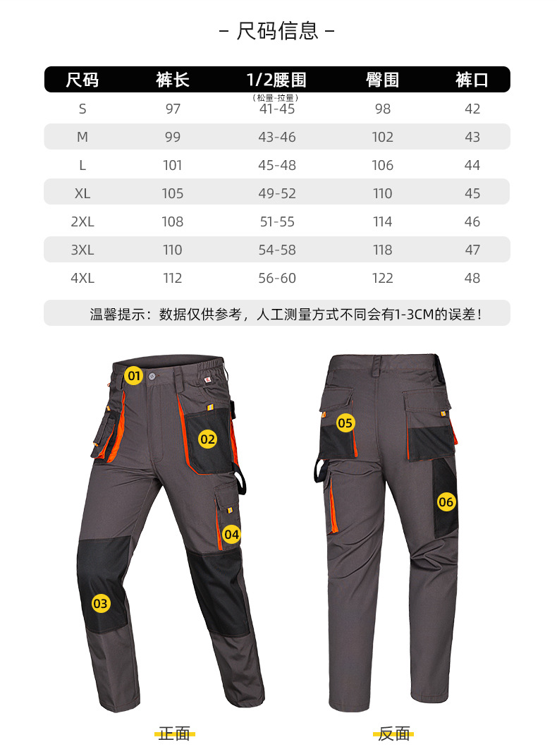 WD2118 跨境劳保工装裤男耐磨多口袋大兜多兜工作裤汽修电工外贸出 口裤子(图3)