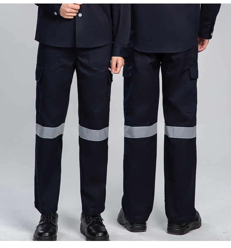 WQ2119 纯棉反光条劳保工装裤男建筑工地宽松多兜多口袋大兜工作服裤子(图9)