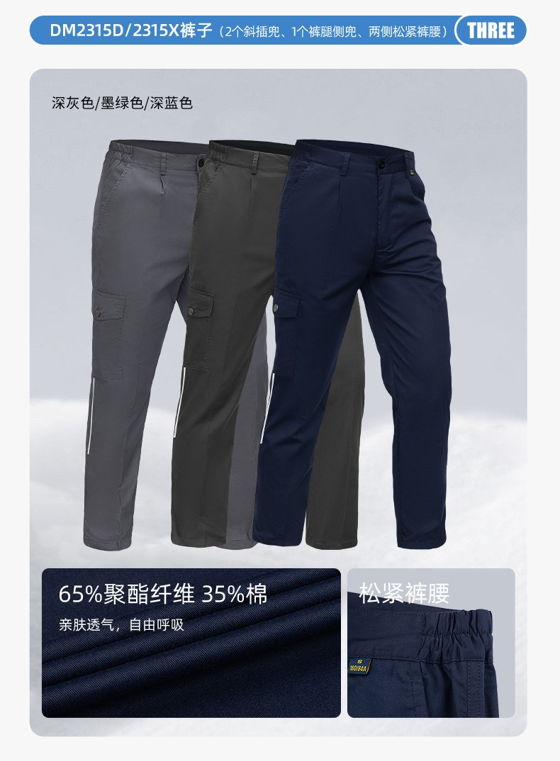 WQ2119X 夏季薄款纯棉反光条劳保工装裤男建筑工地宽松多兜多口袋大兜工作服裤子(图13)