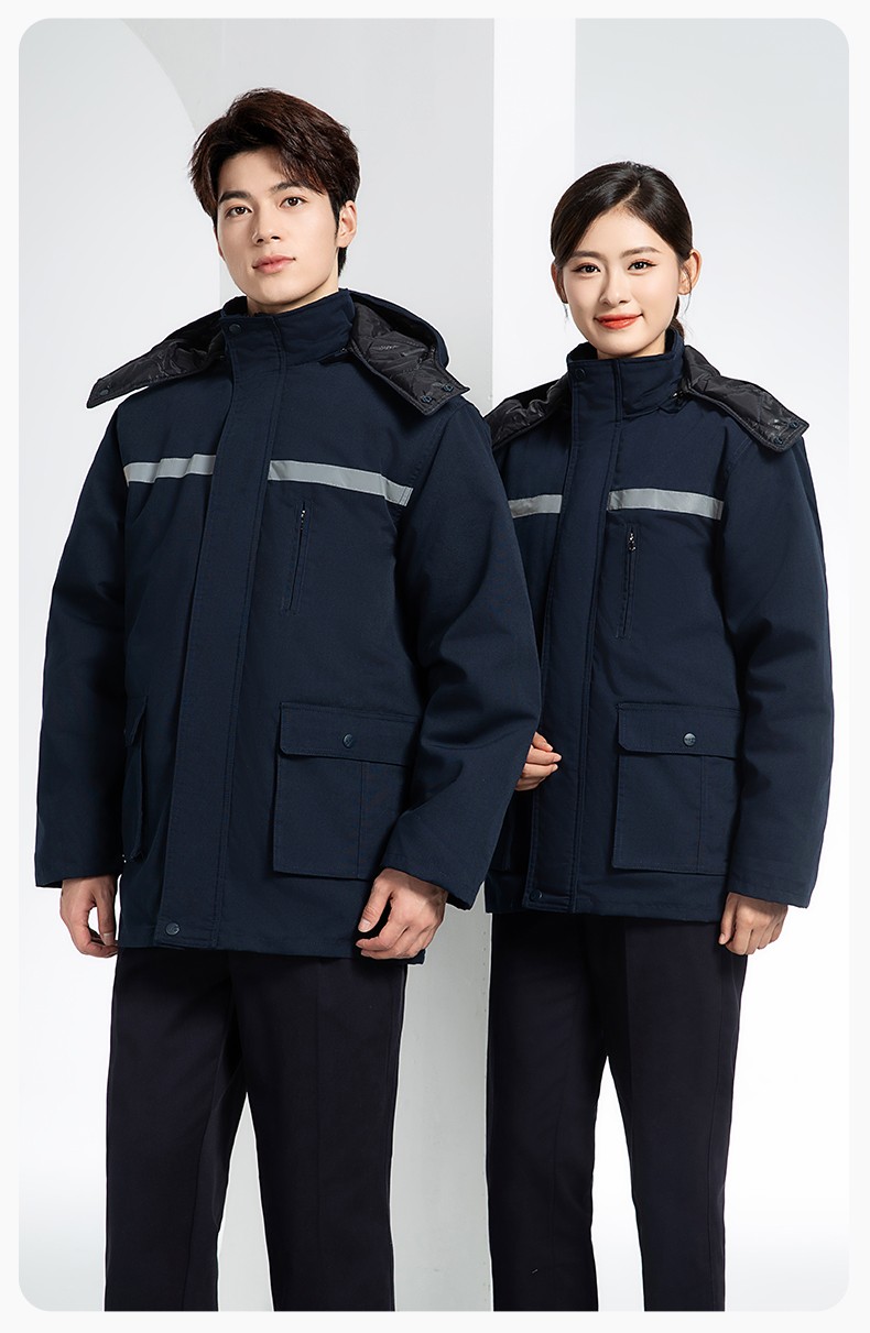 DM13-11 冬季工作服棉衣男加绒加厚防寒保暖汽车维修厂定制劳保服工程棉袄(图12)