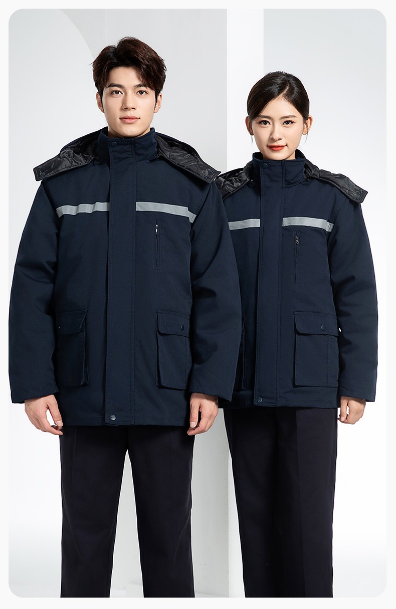 DM13-11 冬季工作服棉衣男加绒加厚防寒保暖汽车维修厂定制劳保服工程棉袄(图13)