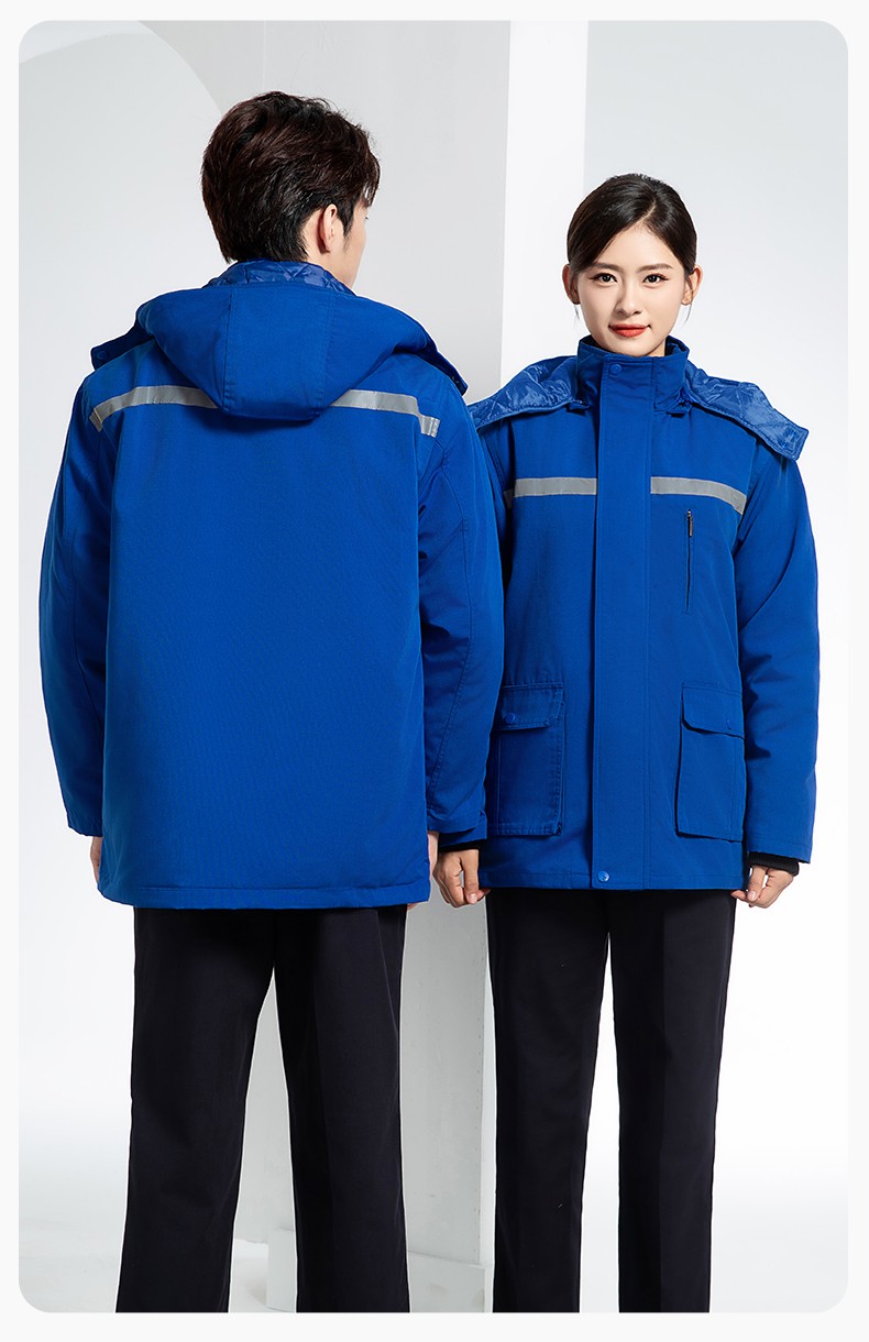 DM13-11 冬季工作服棉衣男加绒加厚防寒保暖汽车维修厂定制劳保服工程棉袄(图16)