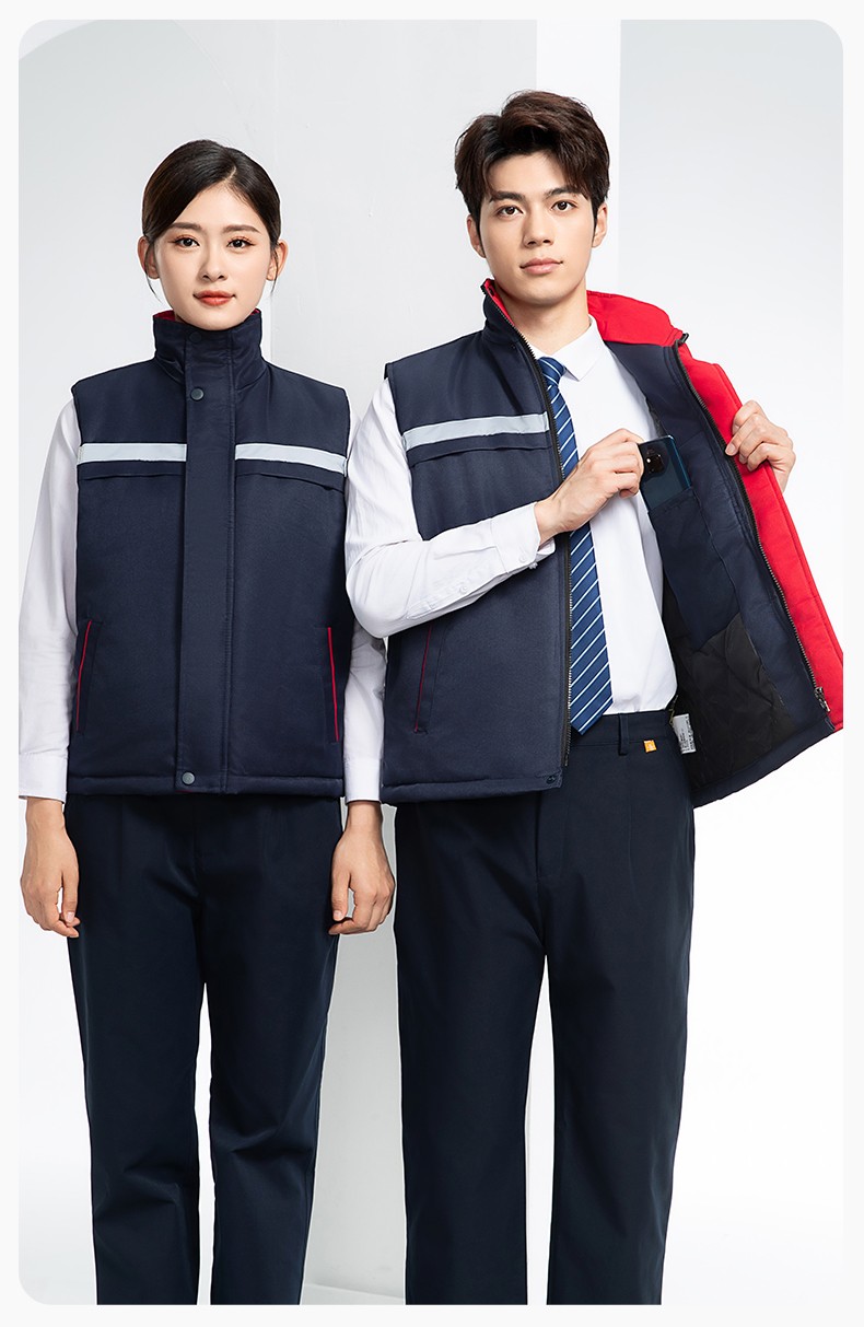 DM13-10MJ 冬季工作服棉马甲定制印绣字男女工装棉马夹船厂汽修加厚坎肩背心(图12)