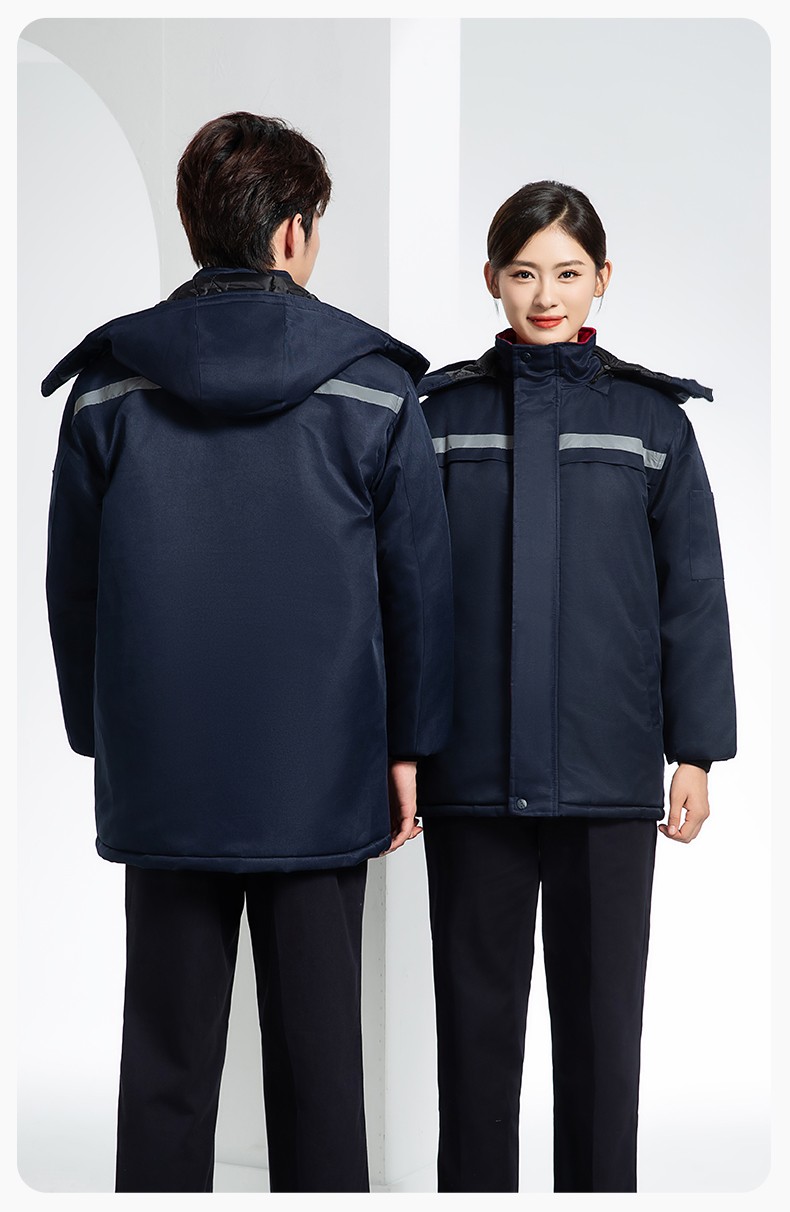 DM13-10ZC 冬季工作服定制加绒加厚保暖中长防寒冷库物业车间印绣字棉袄棉衣(图14)