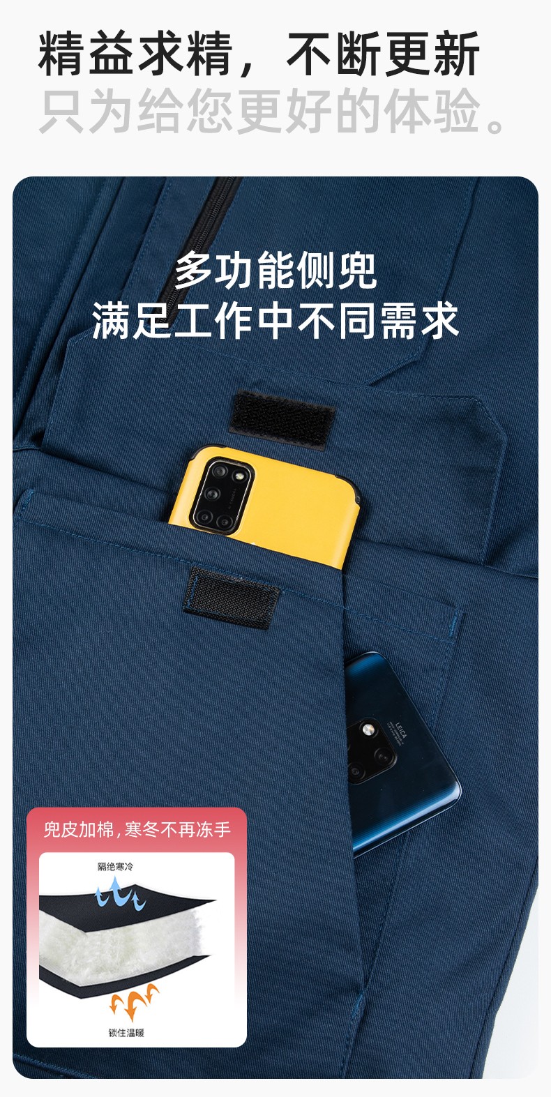 QM2320 纯棉可拆卸工作服棉服定制男加绒加厚保暖汽车维修厂劳保服棉袄(图8)