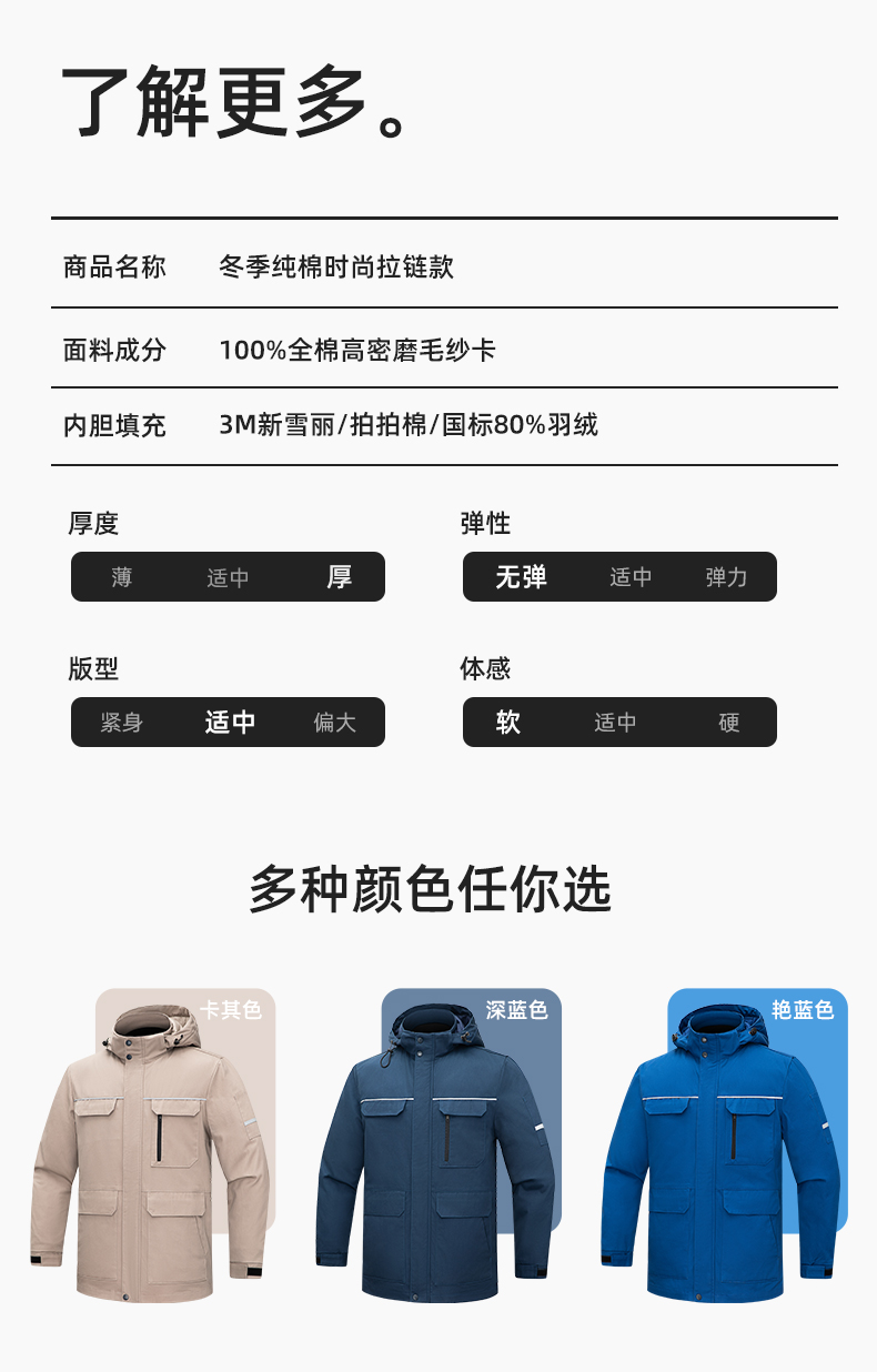QM2320 纯棉可拆卸工作服棉服定制男加绒加厚保暖汽车维修厂劳保服棉袄(图14)