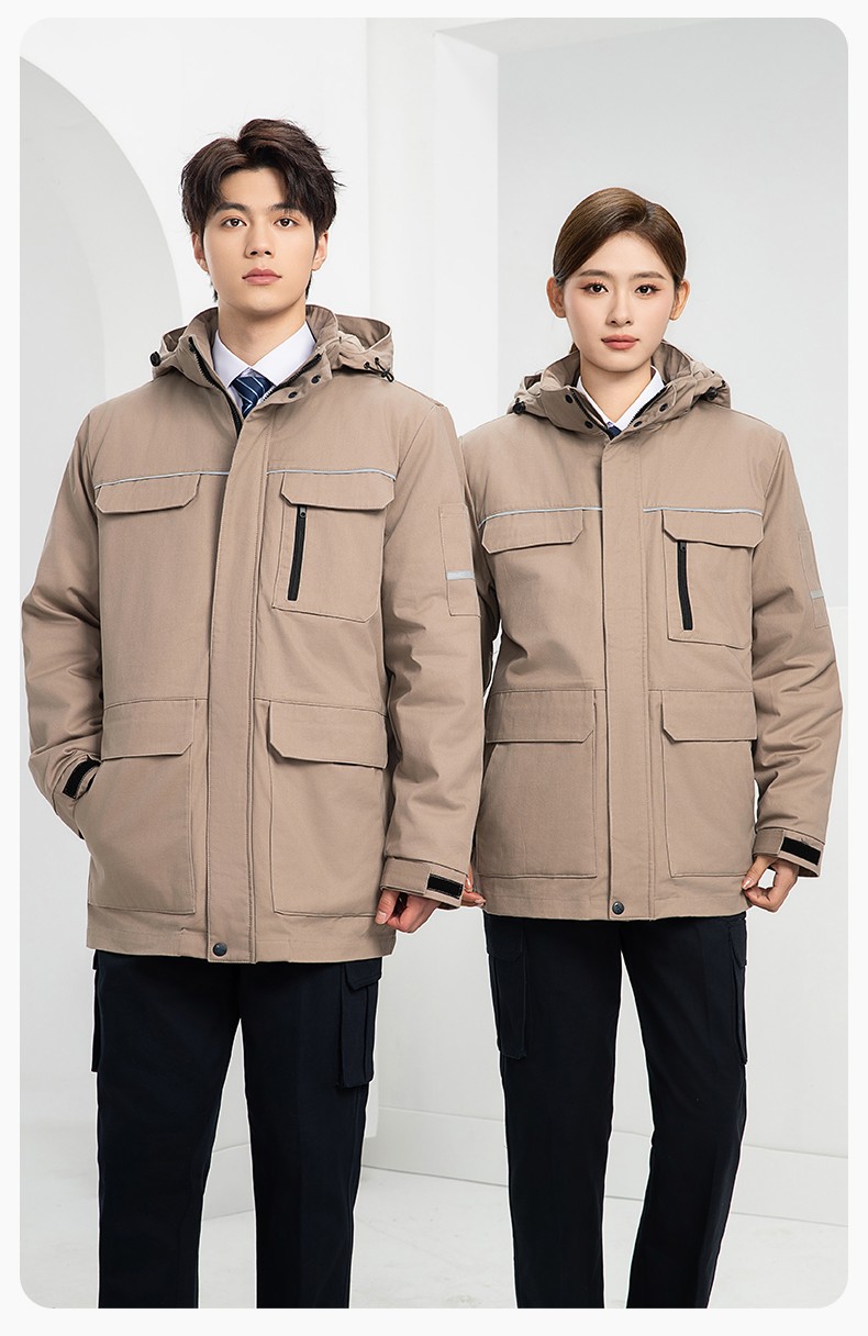 QM2320 纯棉可拆卸工作服棉服定制男加绒加厚保暖汽车维修厂劳保服棉袄(图18)