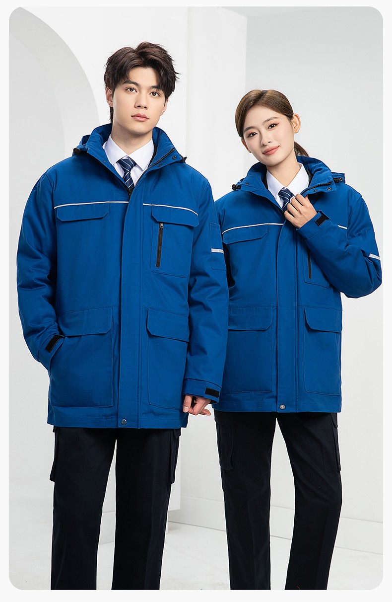 QM2320 纯棉可拆卸工作服棉服定制男加绒加厚保暖汽车维修厂劳保服棉袄(图17)