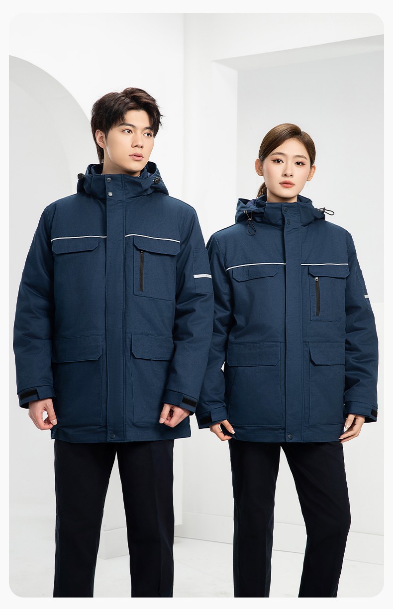 QM2320 纯棉可拆卸工作服棉服定制男加绒加厚保暖汽车维修厂劳保服棉袄(图20)