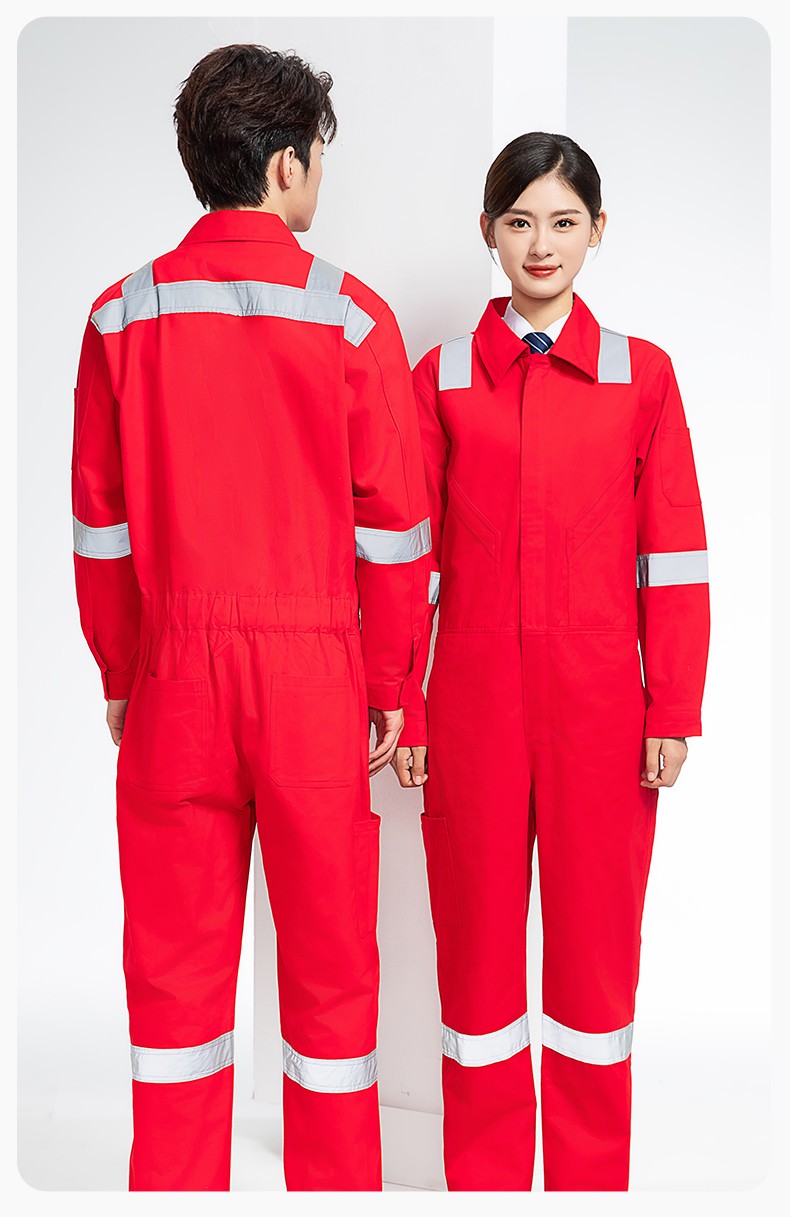 QM217 纯棉连体工作服套装男反光耐磨耐脏机修电焊工船厂海港定制劳保服(图20)