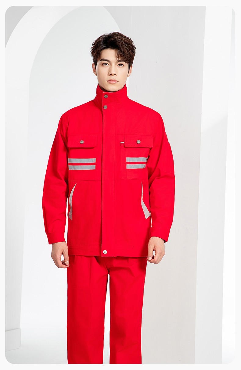 QM2112 纯棉工作服定制印字男春秋长袖耐磨工厂车间汽机修全棉反光劳保服(图18)