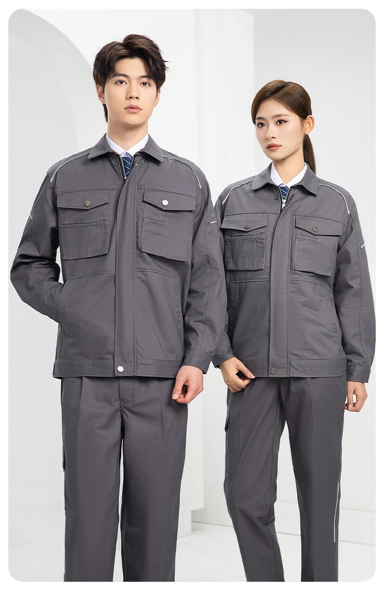 DM2315 海源春秋工作服套装男机修车间劳保服印字LOGO反光磨毛工地工装(图15)